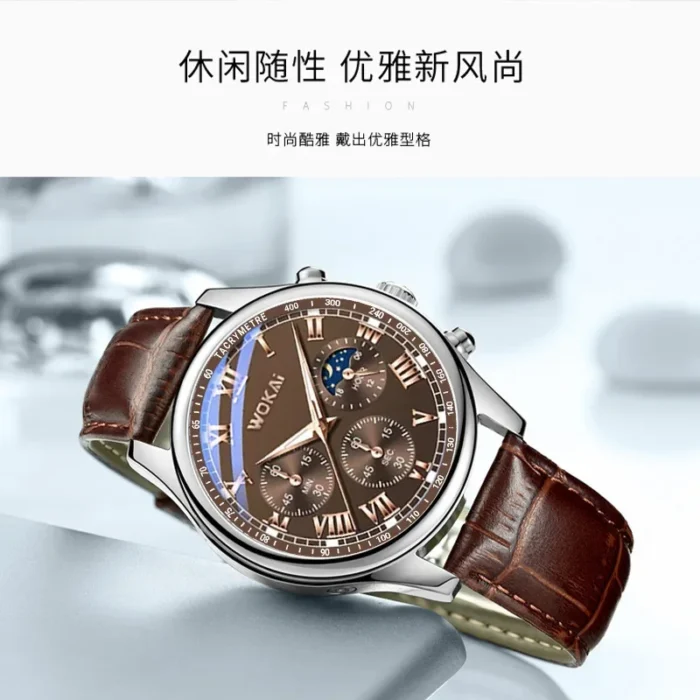 New Fashion Mens Watches Waterproof Sports Quartz Watch for Men Women Boy Wristwatch Roman Numerals Clock Silver Brown - Image 5