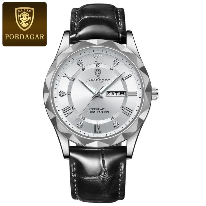POEDAGAR Luxury Business Man Wristwatch Waterproof Luminous Date Week Men Watch For Men Quartz Clock Leather Men's Watches reloj - Image 20