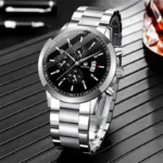 Fashion Mens Stainless Steel Watches Luxury Quartz Wristwatch Calendar Clock Men Business Casual Watch Bracelet Set Reloj Hombre - Image 2