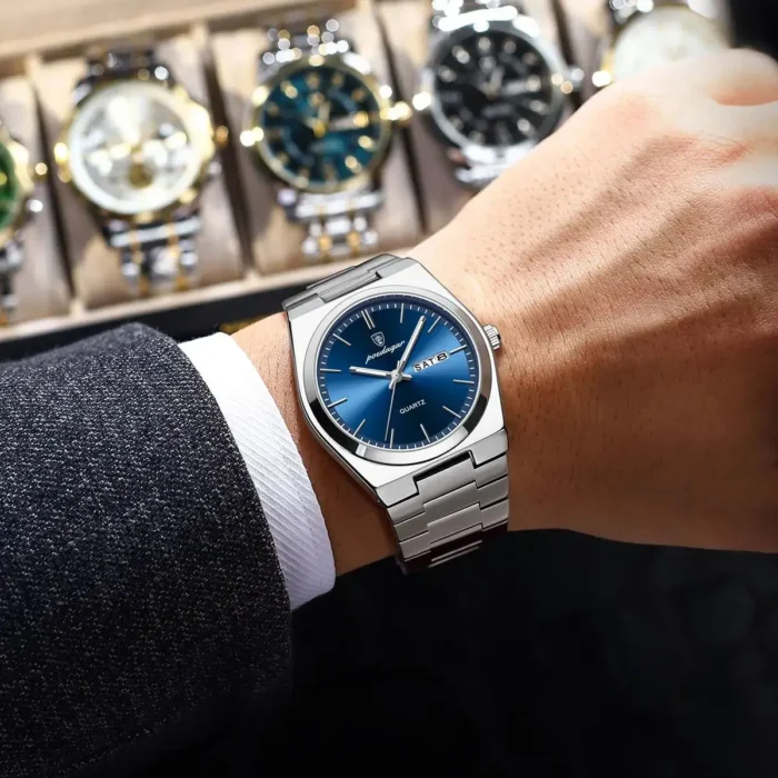 POEDAGAR Luxury Watch For Man Waterproof Luminous Date Week Stainless Steel Men Watch Casual Quartz Men's Watches Male Clock+box - Image 6