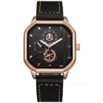 Men Quartz Watches Alloy Dial Business Men Watch PU Leather Strap Big Dial Square Sports Watch Cool Black Wristwatch for Man - Image 5