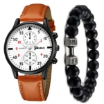 4/2/1pcs Men Sports Watches Set Man Business Quartz Wristwatch Luxury Brown Leather Bracelet Men Casual Clock Watch（no Box） - Image 15