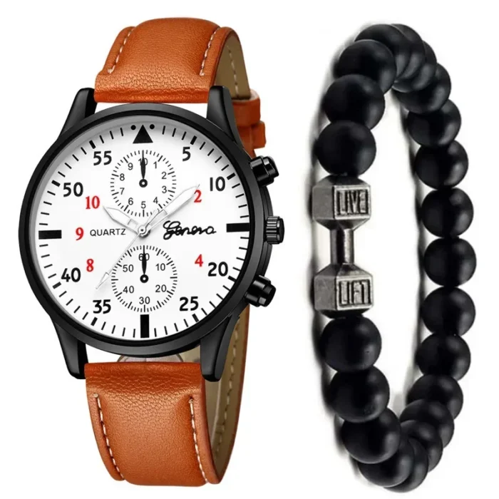 4/2/1pcs Men Sports Watches Set Man Business Quartz Wristwatch Luxury Brown Leather Bracelet Men Casual Clock Watch（no Box） - Image 15