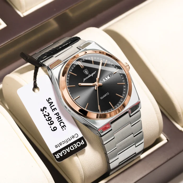 POEDAGAR Luxury Watch For Man Waterproof Luminous Date Week Stainless Steel Men Watch Casual Quartz Men's Watches Male Clock+box - Image 10