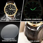 POEDAGAR Luxury Business Man Wristwatch Waterproof Luminous Date Week Men Watch For Men Quartz Clock Leather Men's Watches reloj - Image 4