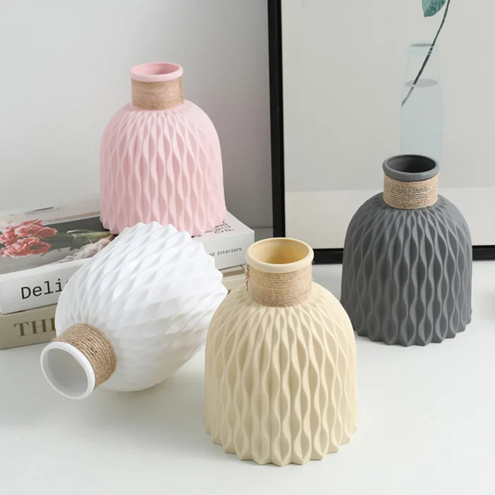 Modern Flower Vase Imitation Ceramic Flower Pot Decoration Home Plastic Vase Flower Arrangement Nordic Style Home Decoration - Image 1