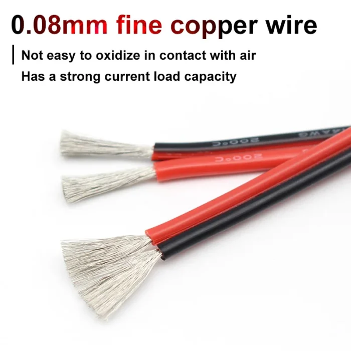 2 Pins Soft Silicone Cable Red&Black Durable Solar Electric Wire 20AWG~8AWG 600V Heat Resistant Flexiable Tin-plated Copper Core - Image 5