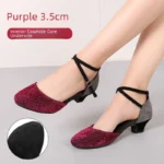 3.5cm Thickness Latin Dance Shoes Women Square Adult Social Soft Sole Dance Shoes Synthetic Leather - Image 17