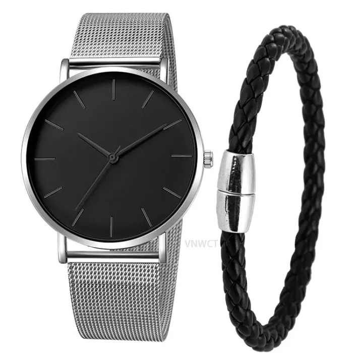 Men Watch Magnetic Bracelet Ultra Thin Quartz Watch Men Slim Mesh Steel Waterproof Sport Watch Black Relogio Masculino - Image 15