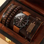 5PCS Set Fashion Mens Sports Watches Man Business Quartz Wristwatch Luxury Leather Bracelet Men Casual Clock Watch - Image 7