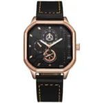 Men Quartz Watches Alloy Dial Business Men Watch PU Leather Strap Big Dial Square Sports Watch Cool Black Wristwatch for Man - Image 8