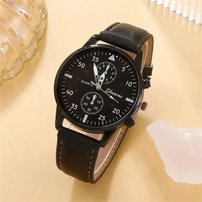 5PCS Set Fashion Mens Sports Watches Man Business Quartz Wristwatch Luxury Leather Bracelet Men Casual Clock Watch - Image 5