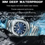 2023 New POEDAGAR Luxury Watch Business Waterproof Male Clock Luminous Date Stainless Steel Square Quartz Men Watch reloj hombre - Image 4