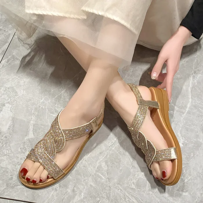 2024 Summer New Designer Platform Sandals Women Fashion Casual Roman Shoes Female Solid Color Crystal Sandalias Mujer - Image 1