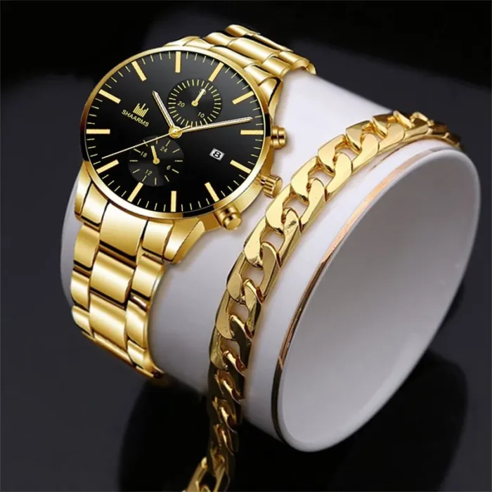 Mens Fashion Business Quartz Watch Fashion Fake Three Eye Six Pin Calendar Men Watch Stainless Steel Belt Men Watches - Image 8