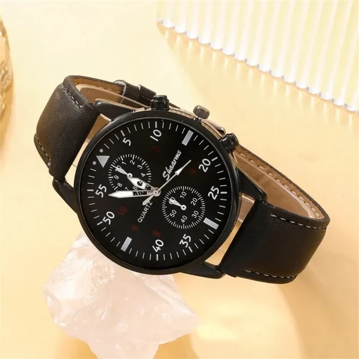 5PCS Set Fashion Mens Sports Watches Man Business Quartz Wristwatch Luxury Leather Bracelet Men Casual Clock Watch - Image 4