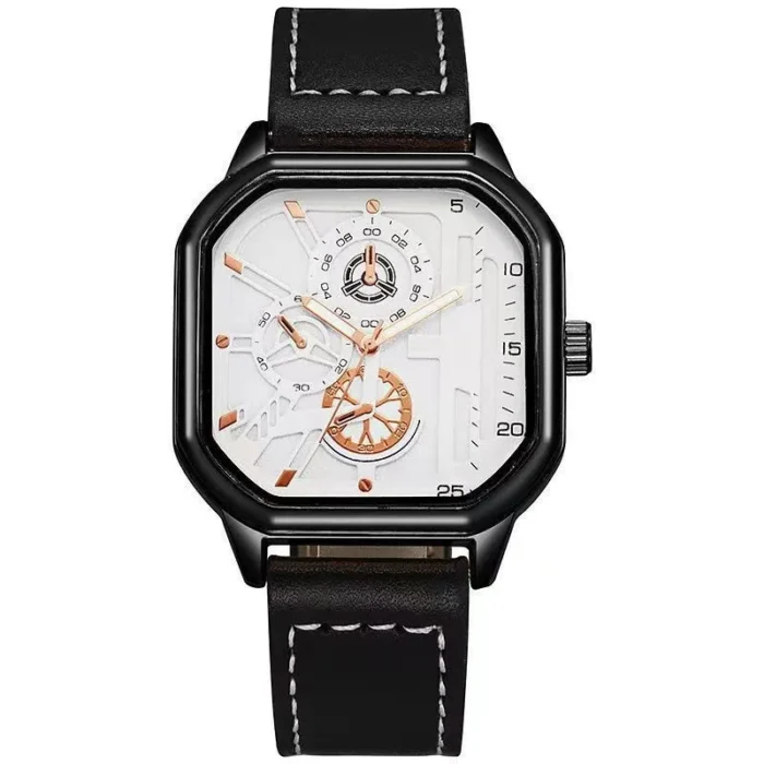 Men Quartz Watches Alloy Dial Business Men Watch PU Leather Strap Big Dial Square Sports Watch Cool Black Wristwatch for Man - Image 10