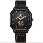 Men Quartz Watches Alloy Dial Business Men Watch PU Leather Strap Big Dial Square Sports Watch Cool Black Wristwatch for Man - Image 9