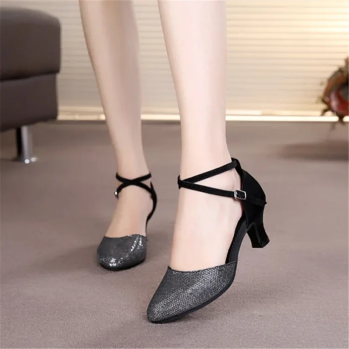 3.5cm Thickness Latin Dance Shoes Women Square Adult Social Soft Sole Dance Shoes Synthetic Leather - Image 2