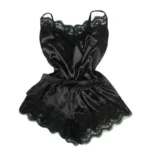 New Women's Pajamas Silk Sexy Pajama Set Black Lace V-Neck Pajama Suspender Top and Shorts Lace Pajama Set Home Underwear Dress - Image 11