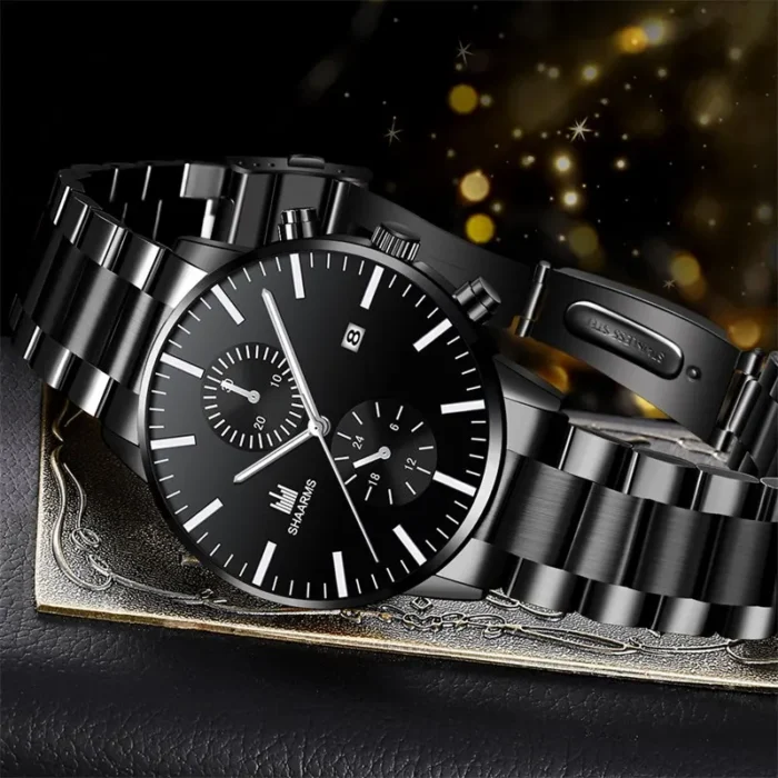 Mens Fashion Business Quartz Watch Fashion Fake Three Eye Six Pin Calendar Men Watch Stainless Steel Belt Men Watches - Image 4