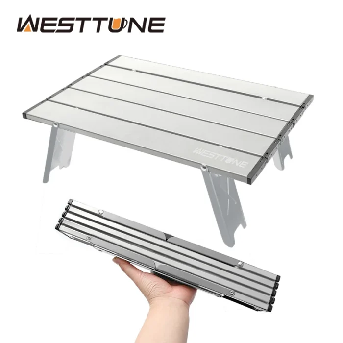 WESTTUNE Mini Camping Table Ultralight Portable Aluminum Alloy Outdoor Table Roll-Up Folding Table for Backpacking Picnic BBQ - Image 1
