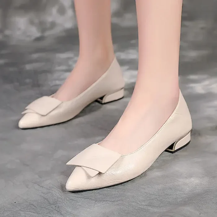 Women's Soft Leather Single Shoes Spring Autumn 2024 New Style Mid-high Heel Pointed Toe Versatile Work Casual Shoes - Image 4