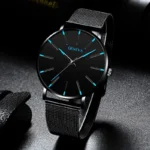 2024 Minimalist Men Fashion Watches Ultra Thin Simple Men Business Stainless Steel Mesh Belt Quartz Watch Gift Relogio Masculino