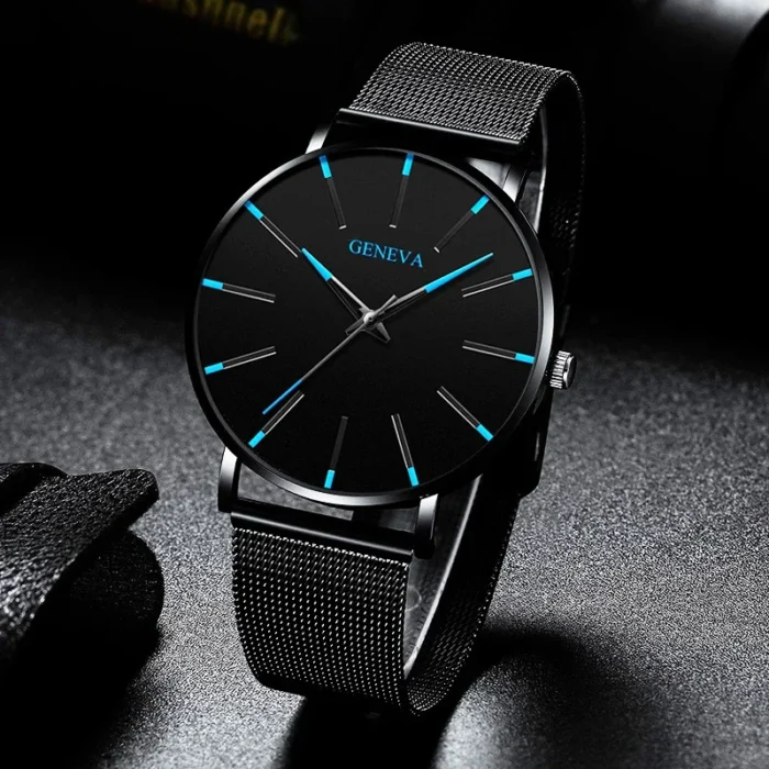 2024 Minimalist Men Fashion Watches Ultra Thin Simple Men Business Stainless Steel Mesh Belt Quartz Watch Gift Relogio Masculino - Image 1