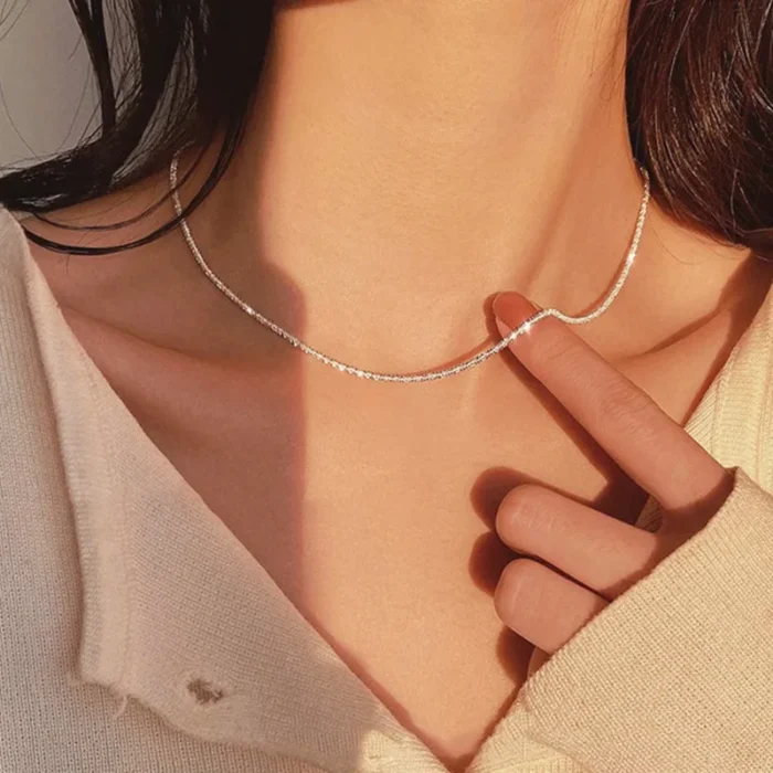 2023 New Popular Silver Colour Sparkling Clavicle Chain Choker Necklace For Women Fine Jewelry Wedding Party Gift - Image 1