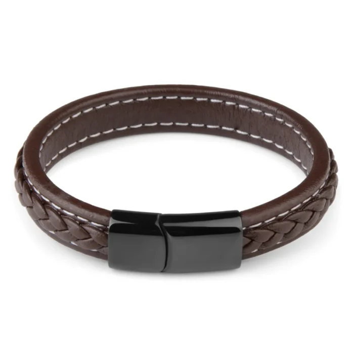 Classic Genuine Leather Bracelet Men’s Multi Layer Brided Leather Stainless Steel Magnetic Clasp Bangle for Men Jewelry Gift - Image 7