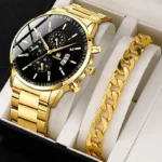 Fashion Mens Stainless Steel Watches Luxury Quartz Wristwatch Calendar Clock Men Business Casual Watch Bracelet Set Reloj Hombre - Image 6