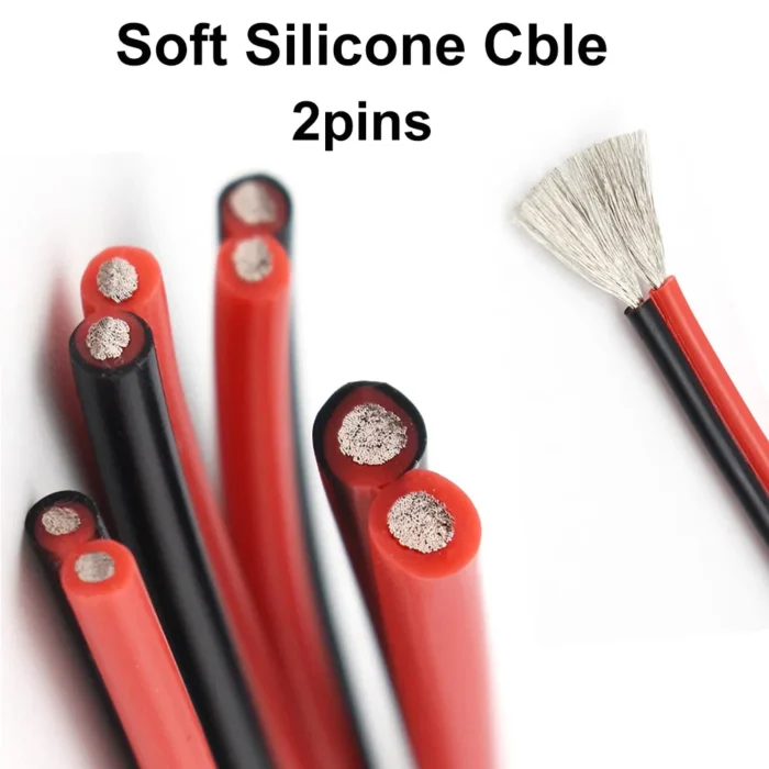 2 Pins Soft Silicone Cable Red&Black Durable Solar Electric Wire 20AWG~8AWG 600V Heat Resistant Flexiable Tin-plated Copper Core - Image 1