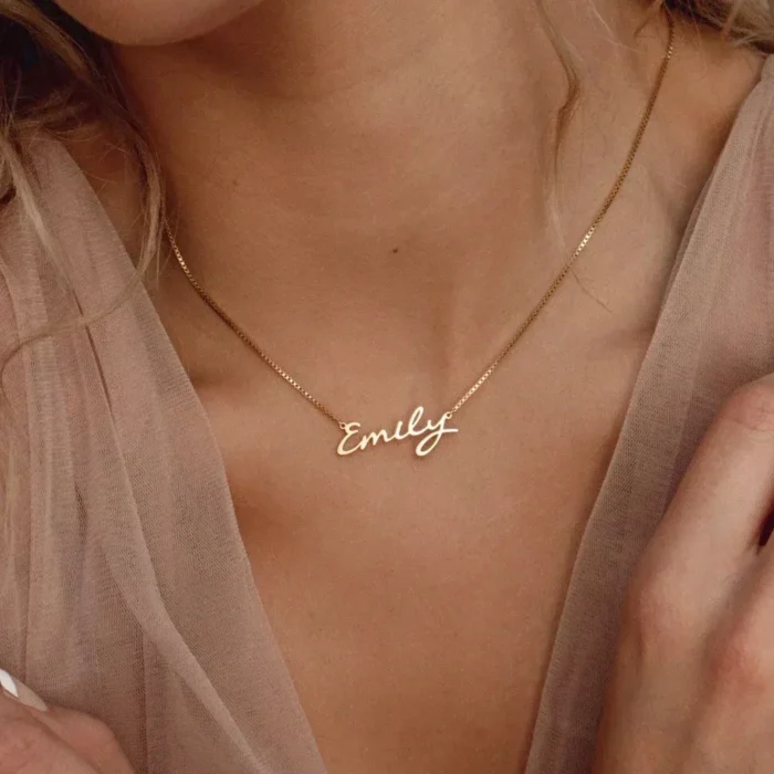 Personalized Name Necklace Stainless Steel Custom Jewelry Handmade Nameplate Pendant Box Chains Choker Women Men Christmas Gifts - Image 1