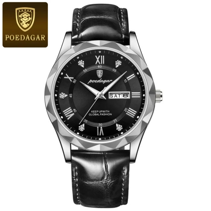 POEDAGAR Luxury Business Man Wristwatch Waterproof Luminous Date Week Men Watch For Men Quartz Clock Leather Men's Watches reloj - Image 18