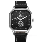 Men Quartz Watches Alloy Dial Business Men Watch PU Leather Strap Big Dial Square Sports Watch Cool Black Wristwatch for Man - Image 6