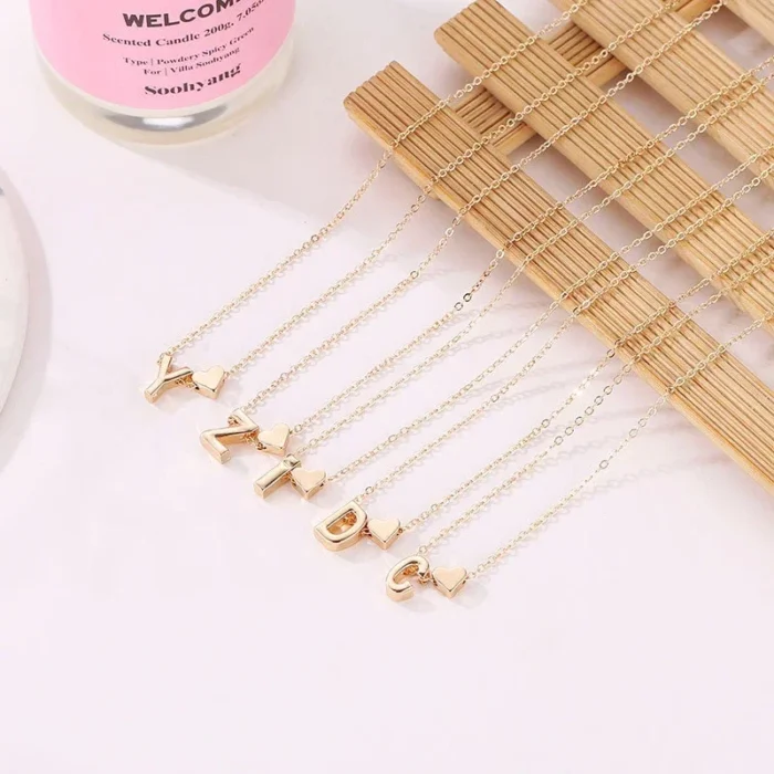 SUMENG Fashion Tiny Heart Dainty Initial Necklace Gold Silver Color Letter Name Choker  For Women Pendant Jewelry Gift - Image 4