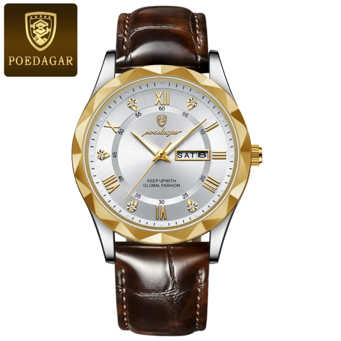 POEDAGAR Luxury Business Man Wristwatch Waterproof Luminous Date Week Men Watch For Men Quartz Clock Leather Men's Watches reloj - Image 23