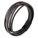Classic Genuine Leather Bracelet Men’s Multi Layer Brided Leather Stainless Steel Magnetic Clasp Bangle for Men Jewelry Gift - Image 3