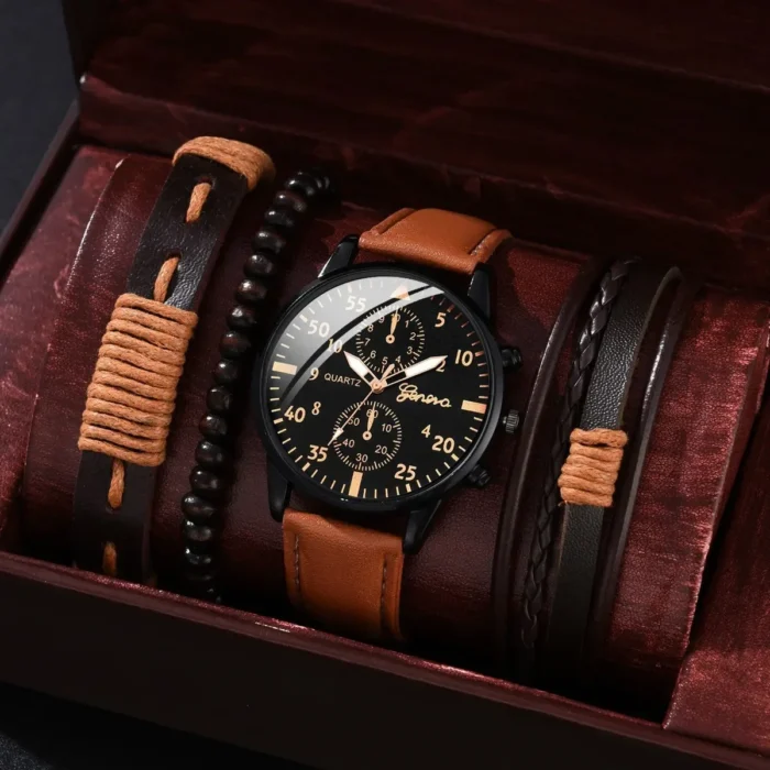 4/2/1pcs Men Sports Watches Set Man Business Quartz Wristwatch Luxury Brown Leather Bracelet Men Casual Clock Watch（no Box） - Image 25