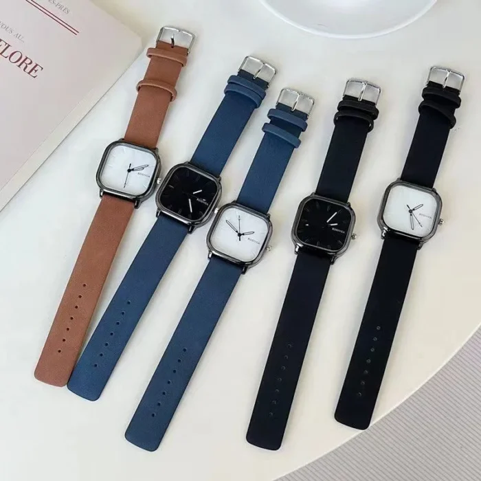 Fashion Watch Simple Square Dial PU Leather Quartz Men Business Watch Wristwatch for Men Clock for Women Montre Homme - Image 4
