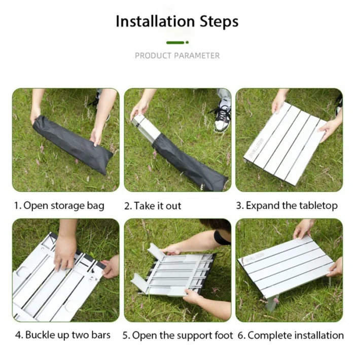 WESTTUNE Mini Camping Table Ultralight Portable Aluminum Alloy Outdoor Table Roll-Up Folding Table for Backpacking Picnic BBQ - Image 6