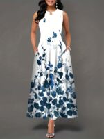 Flirty Floral Print Maxi Dress - Bohemian Chic, Sleeveless Crew Neck with Keyhole - Pockets for Women - Perfect Casual Summer Dress - Image 2