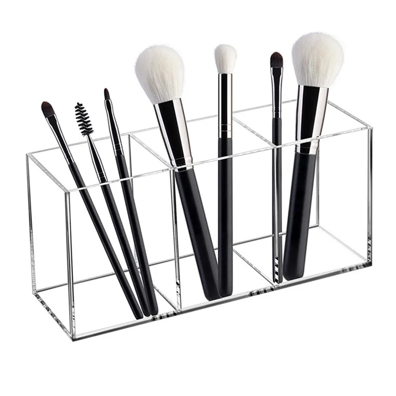Sa8eeb0b638bf46a69a7a21536f480ad7e-1.webp 3 Holes Transparent Acrylic Makeup Brush Tool Cosmetic Makeup Storage Box Case Make-up Brush Holder Table Organizer Make Up Tool - Image 1