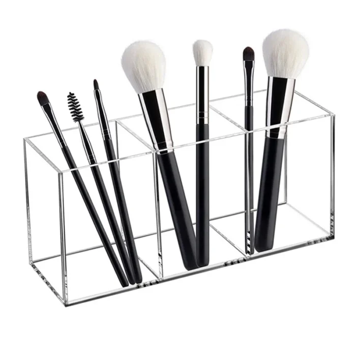 3 Holes Transparent Acrylic Makeup Brush Tool Cosmetic Makeup Storage Box Case Make-up Brush Holder Table Organizer Make Up Tool - Image 1