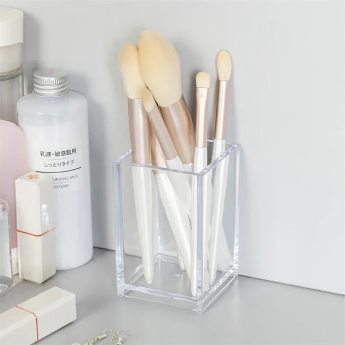 3 Holes Transparent Acrylic Makeup Brush Tool Cosmetic Makeup Storage Box Case Make-up Brush Holder Table Organizer Make Up Tool - Image 4