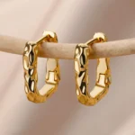 Stainless Steel Earring for Women Heart Zircon Gold Color Hoop Earrings Vintage Waterproof Ear Piercing Jewelry Accessories Gift - Image 2