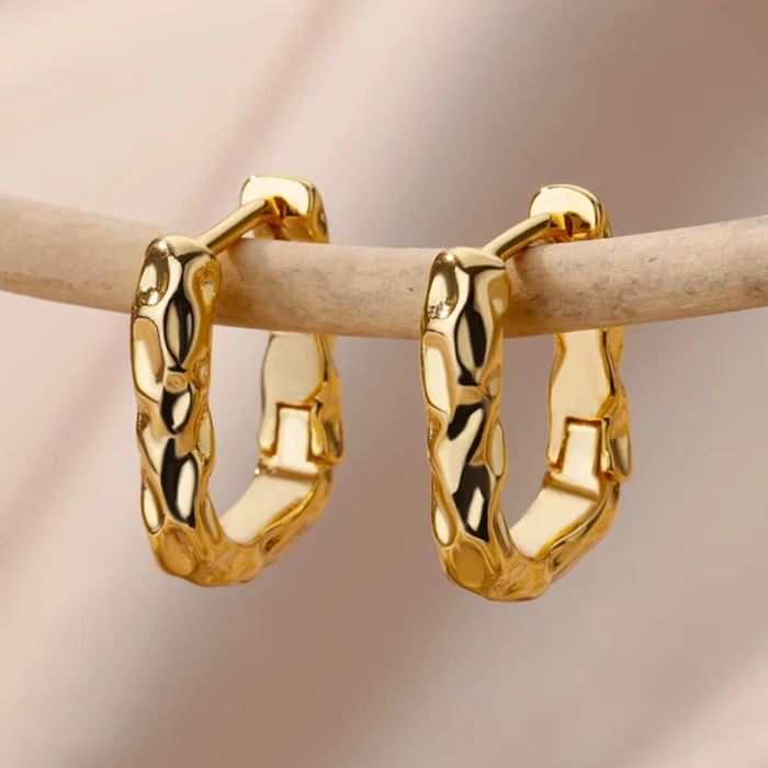 Stainless Steel Earring for Women Heart Zircon Gold Color Hoop Earrings Vintage Waterproof Ear Piercing Jewelry Accessories Gift - Image 2