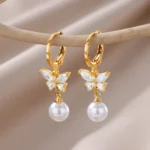 Stainless Steel Earring for Women Heart Zircon Gold Color Hoop Earrings Vintage Waterproof Ear Piercing Jewelry Accessories Gift - Image 26