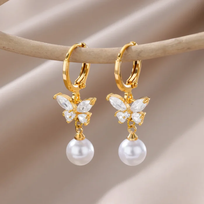 Stainless Steel Earring for Women Heart Zircon Gold Color Hoop Earrings Vintage Waterproof Ear Piercing Jewelry Accessories Gift - Image 26